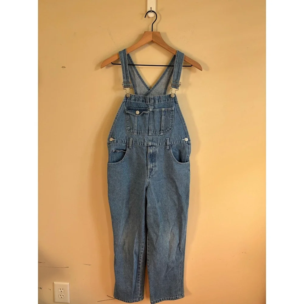 Old Navy Kids Blue Denim Overalls Medium Wash Straight Leg Size  10/11
